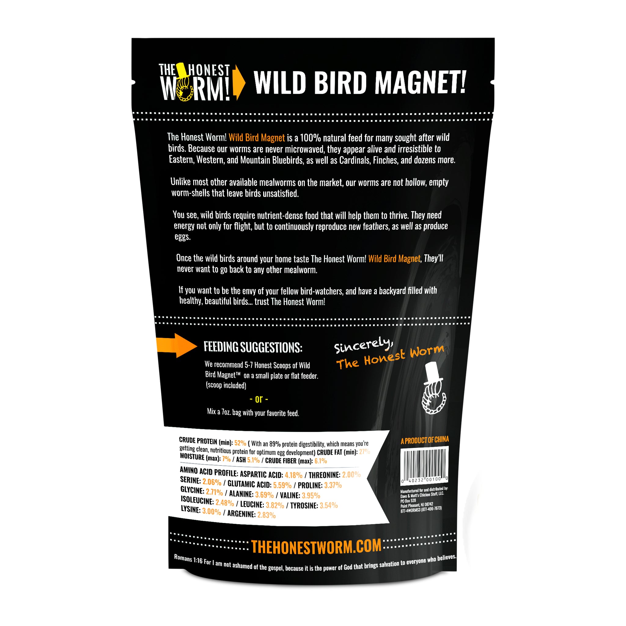 The Honest Worm! Wild Bird Magnet 7 oz Bag