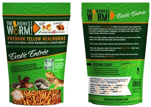 Honest Worm! Exotic Entrée PREMIUM Mealworms for Exotic Pets