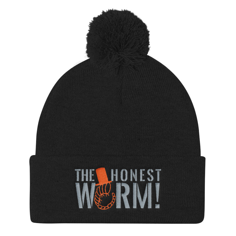 Classic Honest Worm! Logo Pom Pom Knit Cap Navy